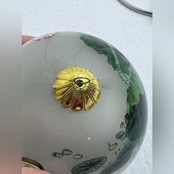 Hawaii Hand Painted Bird Floral Mele Kalikimaka Christmas Glass Ornament - Picture 13 of 13